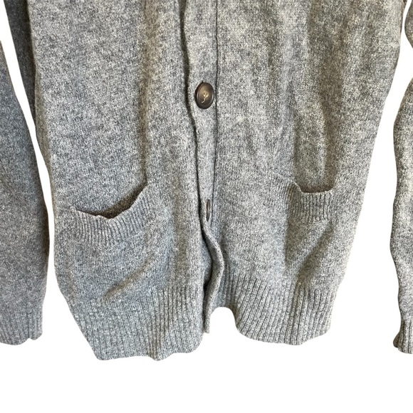 J. Crew Gray Button Down 100% Lambswool Cardigan with White Fair Isle Pattern - Picture 3 of 12